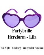 Lila Partybrille Herzen zu Hen Night Party, Junggesellinnenabschied