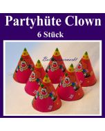 Partyhüte Clown, Hütchen zu Karneval, Fasching, Kinderkarneval und Kindergeburtstag, stimmungsvolle Kopfbedeckung
