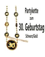 Partykette zum 30. Geburtstag, Schwarz-Gold
