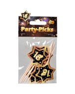 Party Picker Zahl 18, Schwarz/Gold, Dekoration zum Geburtstag