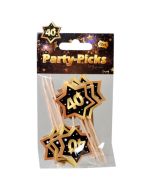 Party Picker Zahl 40, Schwarz/Gold, Dekoration zum Geburtstag