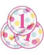 1st Birthday Pink Dots Partyteller zum 1. Geburtstag