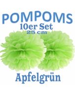Pompoms Apfelgrün, 25 cm, 10 Stück