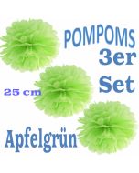 Pompoms Apfelgrün, 3 Stück, 25 cm
