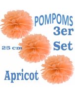 Pompoms Apricot, 25 cm, 3 Stück