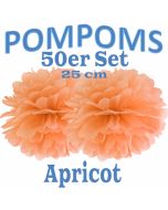 Pompoms Apricot, 25 cm, 50 Stück