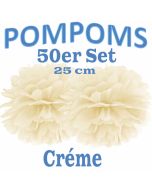 Pompoms Créme, 25 cm, 50 Stück