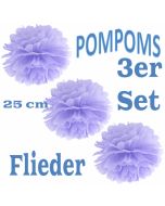 Pompoms Flieder, 25 cm, 3 Stück