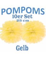 Pompoms Gelb, 25 cm, 10 Stück