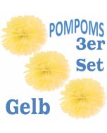 Pompoms Gelb, 3 Stück