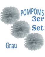 Pompoms Grau, 3 Stück