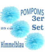 Pompoms Himmelblau, 25 cm, 3 Stück