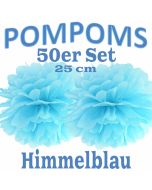 Pompoms Himmelblau, 25 cm, 50 Stück