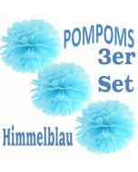 Pompoms Himmelblau, 3 Stück