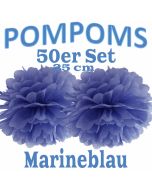 Pompoms Marineblau, 25 cm, 50 Stück
