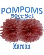 Pompoms Maroon, 25 cm, 50 Stück
