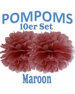 Pompoms Maroon, 35 cm, 10 Stück