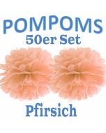 Pompoms Pfirsich, 50 Stück