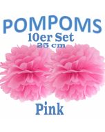 Pompoms Pink, 25 cm, 10 Stück