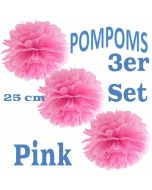 Pompoms Pink, 25 cm, 3 Stück