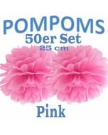 Pompoms Pink, 25 cm, 50 Stück