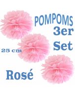 Pompoms Rosé, 25 cm, 3 Stück