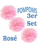 Pompoms Rosé, 3 Stück