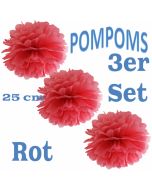 Pompoms Rot, 25 cm, 3 Stück