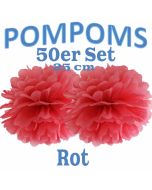 Pompoms Rot, 25 cm, 50 Stück