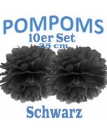 Pompoms Schwarz, 25 cm, 10 Stück