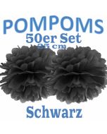 Pompoms Schwarz, 25 cm, 50 Stück