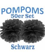 Pompoms Schwarz, 50 Stück