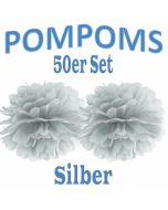 Pompoms Silber, 35 cm, 50 Stück