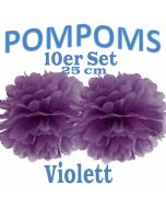 Pompoms Violett, 25 cm, 10 Stück