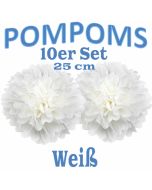 Pompoms Weiss, 25 cm, 10 Stück