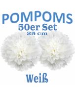 Pompoms Weiss, 25 cm, 50 Stück