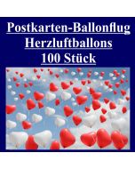 Postkarten, Ballonflugkarten Hochzeit Herzluftballons, 100 Stück