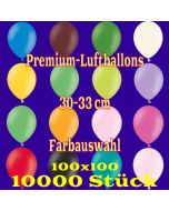 Luftballons 30-33 cm, Premium-Qualität, Farbauswahl, 10000 Stück, 100 x 100