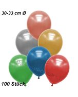 Premium Metallic Luftballons, Bunt gemischt, 30-33 cm, 100 Stück