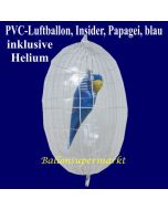 PVC-Folien-Luftballon, Papagei, blau, Insider Ballon, inklusive Helium-Ballongas