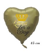 Queen for a Day, Herz, Satin Gold, inklusive Helium, 45 cm