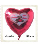 Zum Valentinstag Alles Liebe, riesiger Herzluftballon aus Folie mit Helium