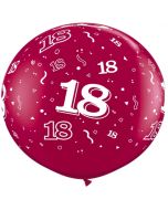 Riesen-Luftballon Zahl 18, pink, 90 cm, Riesenballon mit Geburtstagszahl, Zahl 18 auf dem riesigen Ballon