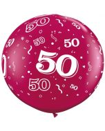 Riesen-Luftballon Zahl 50, pink, 90 cm, Riesenballon mit Geburtstagszahl, Zahl 50 auf dem riesigen Ballon