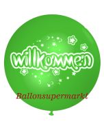 Riesen-Luftballon Willkommen, apfelgruen, 75 cm, Willkommen auf dem riesigen Ballon