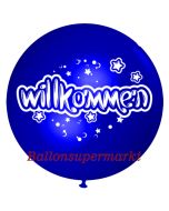 Riesen-Luftballon Willkommen, blau, 75 cm, Willkommen auf dem riesigen Ballon