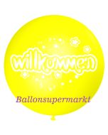 Riesen-Luftballon Willkommen, zitronengelb, 75 cm, Willkommen auf dem riesigen Ballon