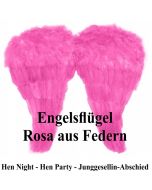 Rosa Engelsflügel aus Federn zu Hen Night, Hen Party und Junggesellinnenabschied
