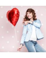 1 Herzluftballon in Rot mit Helium zum Valentinstag