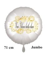 Großer Rundluftballon in Satin Weiß, 71 cm "Yeni Yiliniz kutlu olsun"